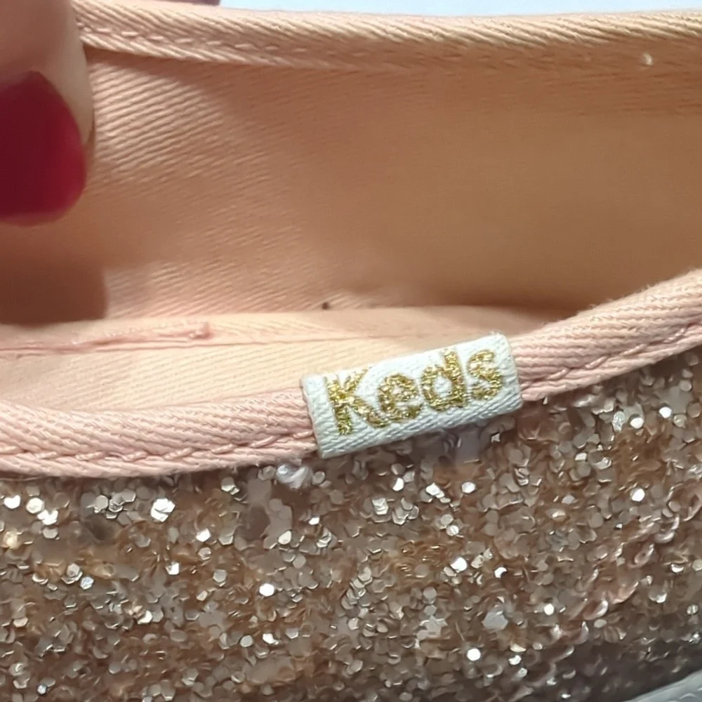 Kate Spade x Keds Women's Sneakers Rose Gold Pink Glitter Lace Up Sneakers sz 6‎